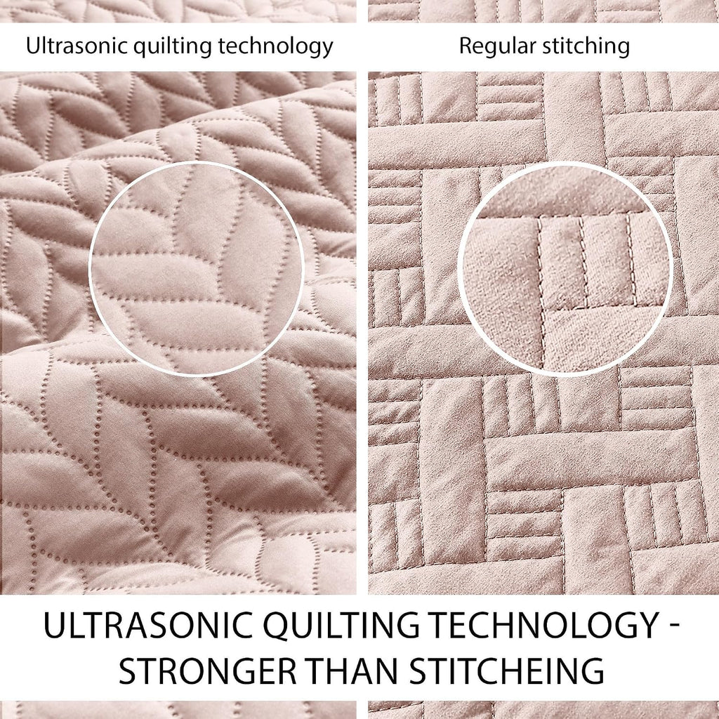 MOONLIGHT20015 8 Pack Quilt King Size Bedding (106' x 96') - Bulk Wholesale for Hotels, Guest Bedroom & Airbnbs - Lightweight Microfiber Reversible Embossed Quilts Bedspread (Baby Pink)