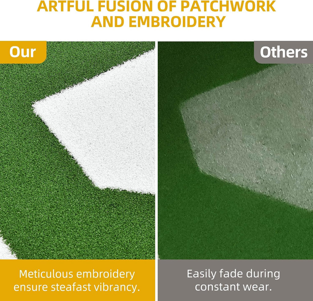 Shopsource Baseball Batting Mat, 12x6ft Softball Hitting Mat, Batters Box Turf Mats with Home Plate, Anti-Slip Baseball Softball Cage Mats for Indoor Outdoor