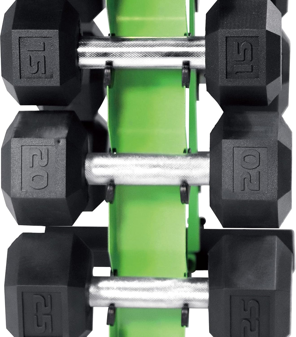 WF Athletic Supply 5-25Lb Rubber Coated Hex Dumbbell Set with A Frame Storage Rack Non-Slip Hex Shape for Muscle Toning, Strength Building & Weight Loss - Multiple Choices Available