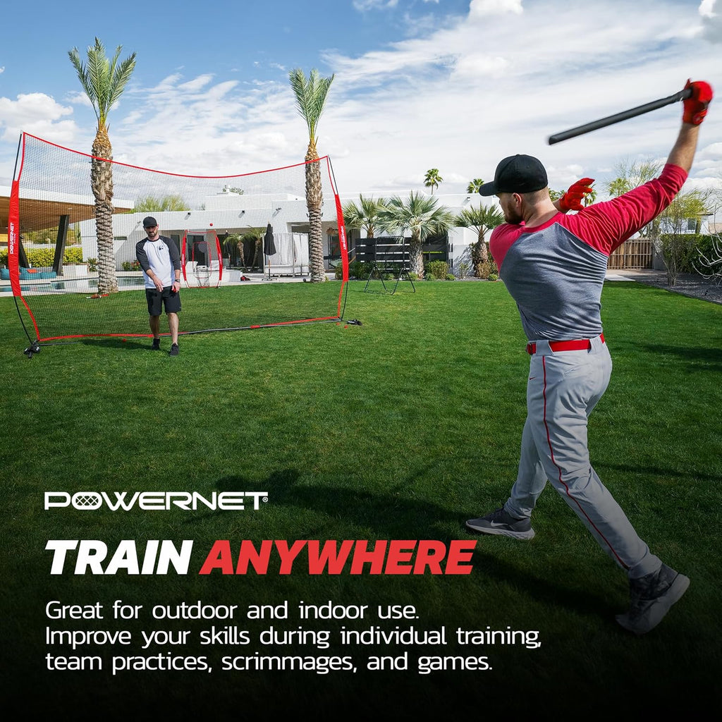 PowerNet Portable Sports Rebounder -Basketball, Volleyball, Soccer, Baseball, Softball and Lacrosse, Backyard & Garage Backstop, Indoor Outdoor Safety Net for Protection