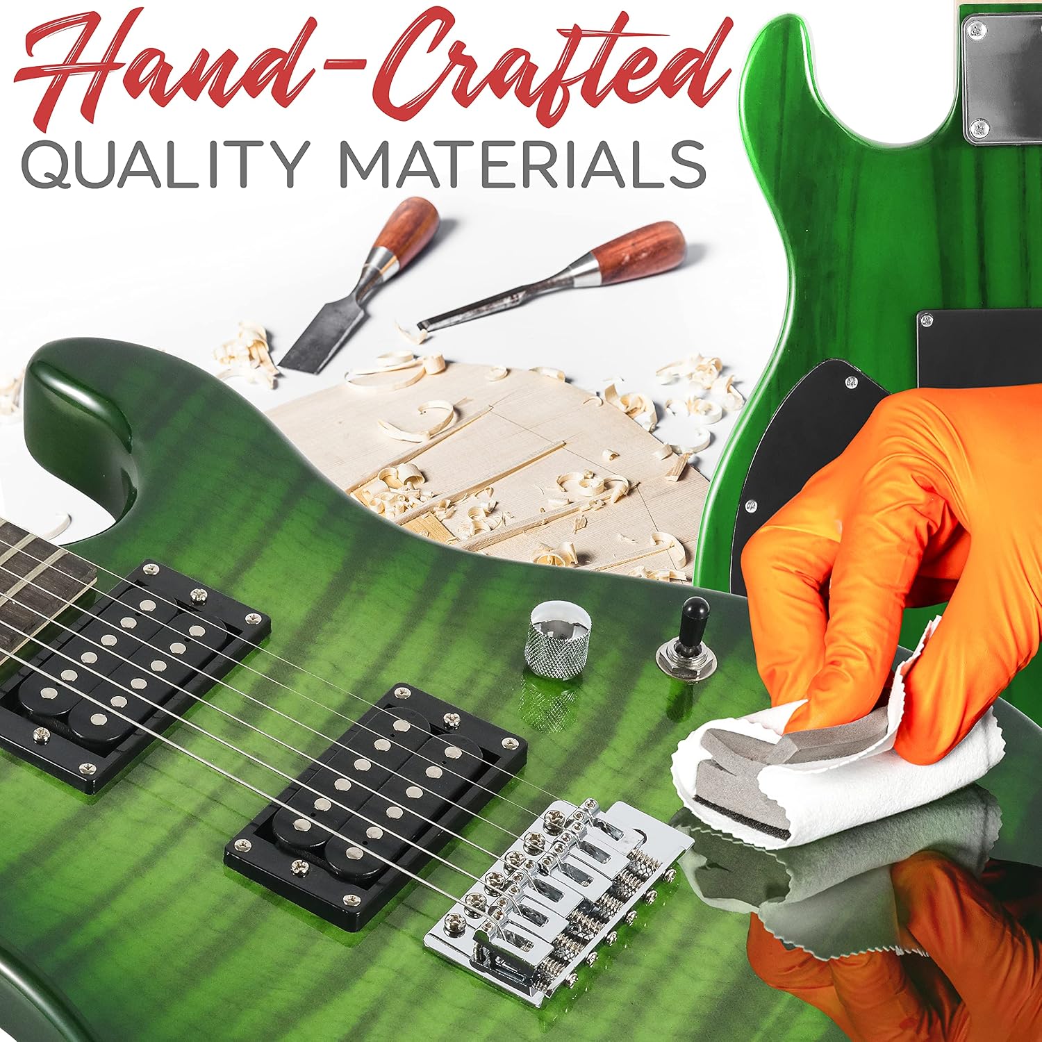 Pyle Electric Guitar Kit with Amp, Full Size Instrument with Humbucker Pickups, Guitarra Electrica Amplifier and Beginner Bundle Accessories, 39' Legacy Green