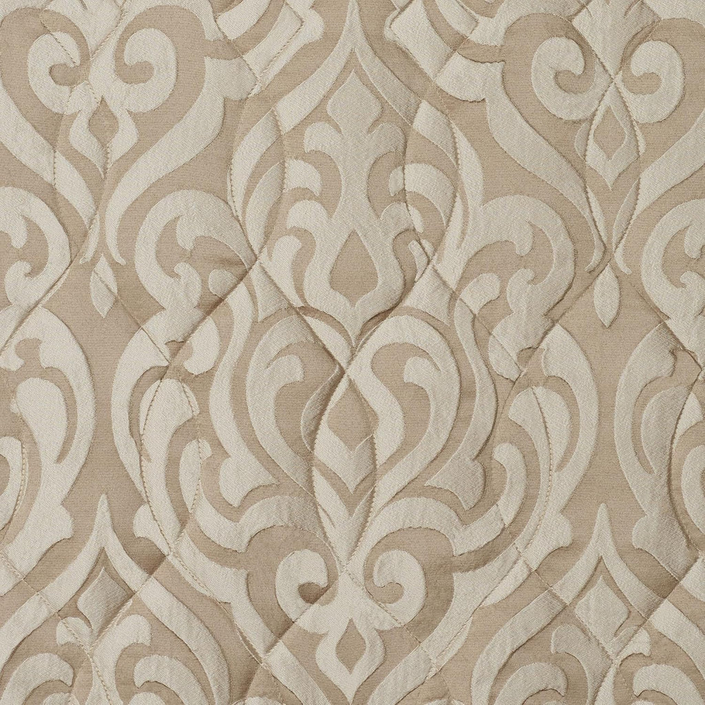 Davenport Luxury Bedding | Neutral Jacquard-Woven Puffed Scrollwork | 10 Pc Set includes King Bedspread, 2 King Shams, 2 European Shams, 2 European Pillow Inserts, and 3 Decorative Reversible Pillows