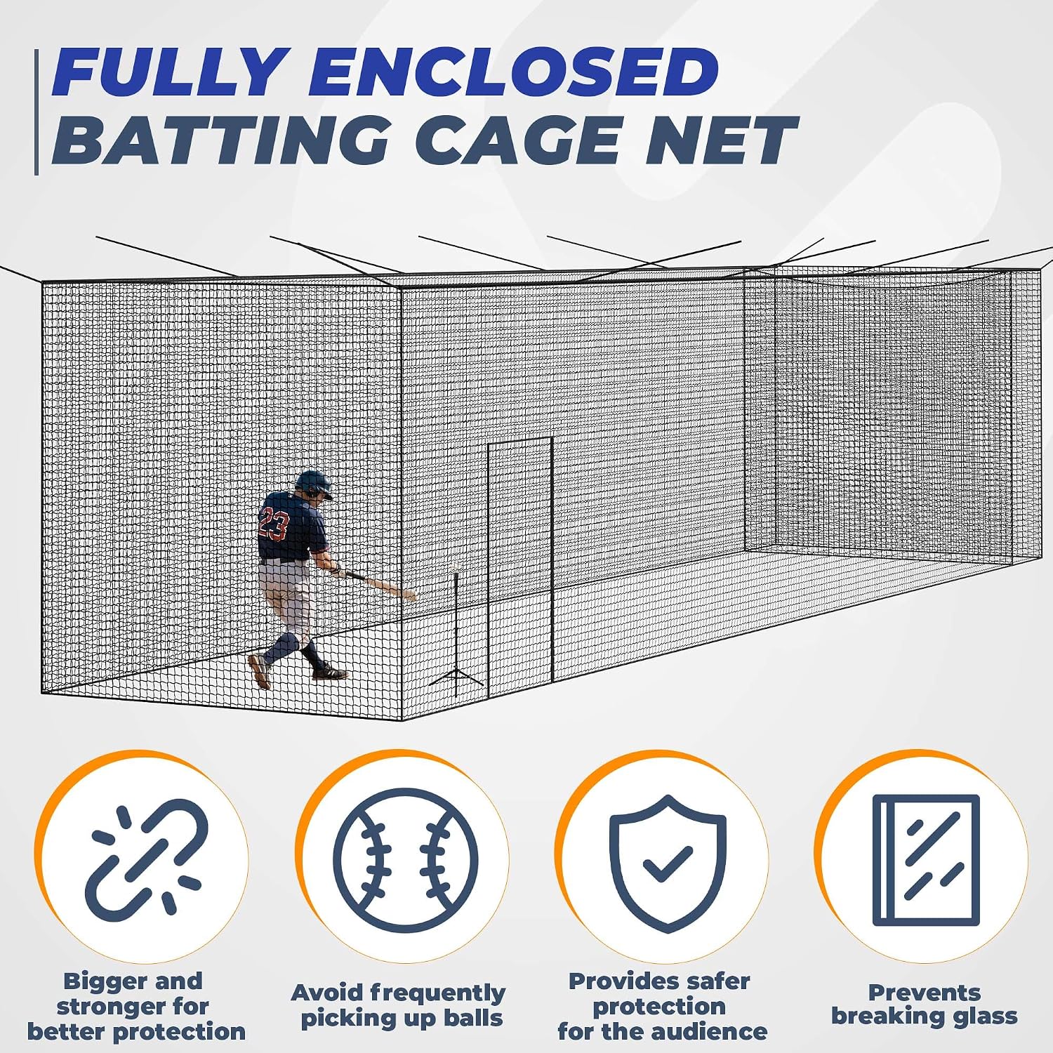 Batting Cage, 22ft/30ft/35ft/55ft/70ft Baseball Softball Hitting cage Net, Portable Baseball Cage Netting System for Solo or Team Training, for Backyard Field Outdoor Indoor