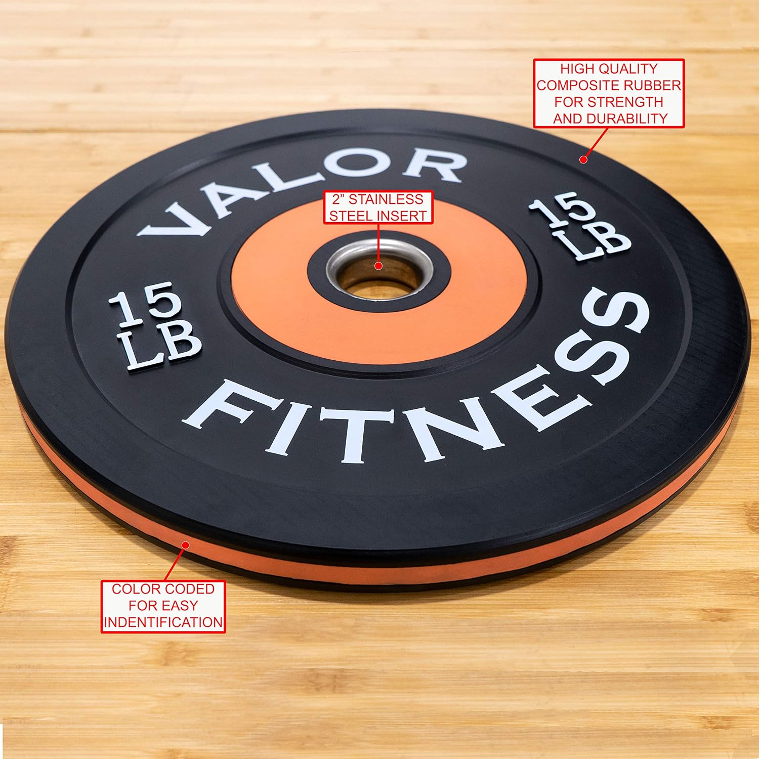 Valor Fitness Olympic Bumper Plate Pro - Weight Plates - Lifting Strength Conditioning Cross Training Workouts – Sold in Singles, Pairs, Sets - Workout Equipment