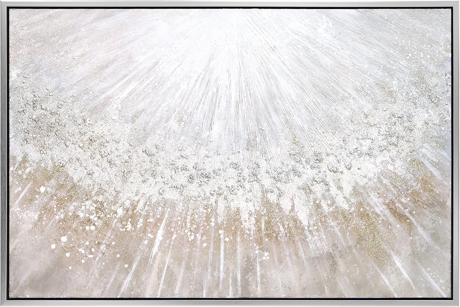 Empire Art Direct Abstract Wall Art Textured Hand Painted Canvas by Martin Edwards, Champagne Frame, 32' x 48', Silver Pellets
