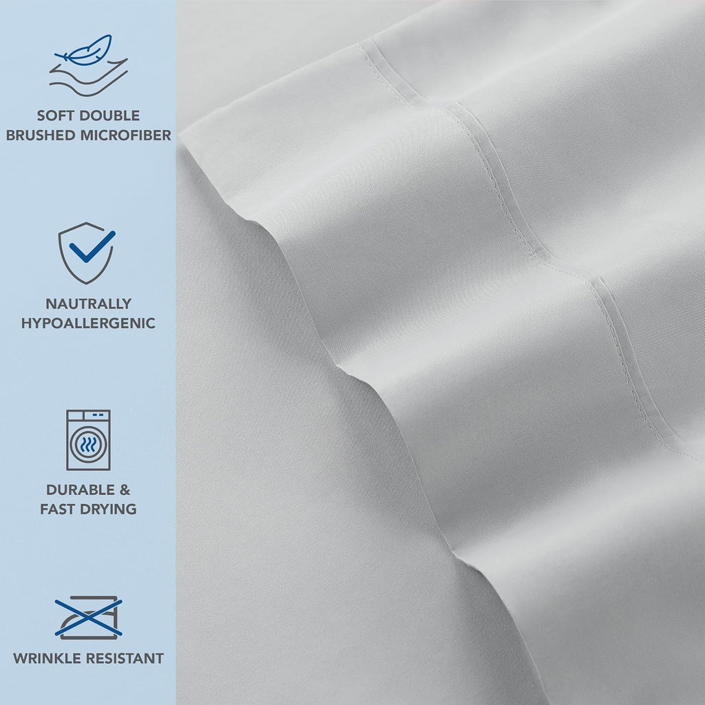 Arkwright Bulk Microfiber Queen Pillow Cases - Case of 72 - Soft Hypoallergenic Pillowcases with Envelope Closure, Bedding Essentials for Hosts and Hotels, Standard, Grey