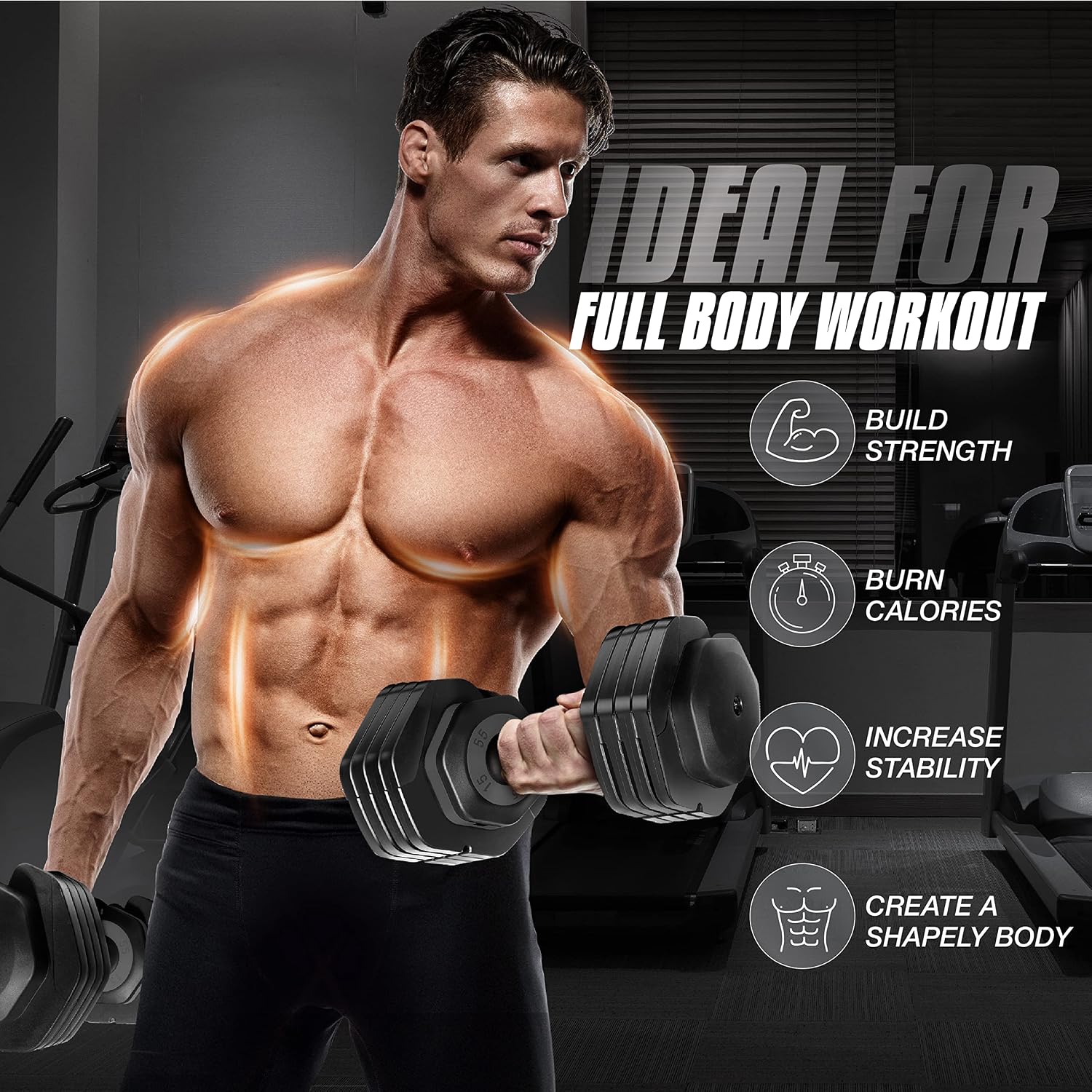 Yes4All 25/55LB Adjustable Dumbbells Pair/Single, 5-in-1 Dumbbells Adjustable Weights with Anti-Slip Handle & Sturdy Prolocks