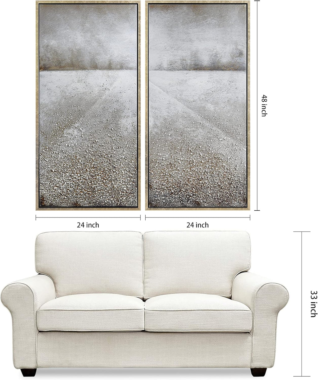 Empire Art Direct Abstract Wall Art Textured Hand Painted Canvas by Martin Edwards, Diptych, 48' x 24' each, Pebble Road
