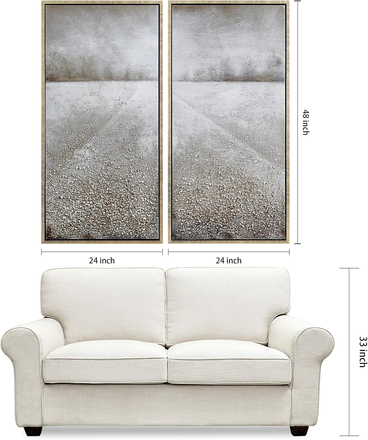 Empire Art Direct Abstract Wall Art Textured Hand Painted Canvas by Martin Edwards, Diptych, 48' x 24' each, Pebble Road