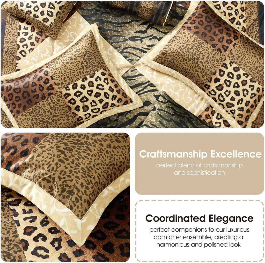 Grand Avenue Leopard Print 7 Pieces Queen Comforter Set, Bed in a Bag, Brown Matching Pillows & Shams, Bed Skirt, Premium Quality, Ultra-Soft