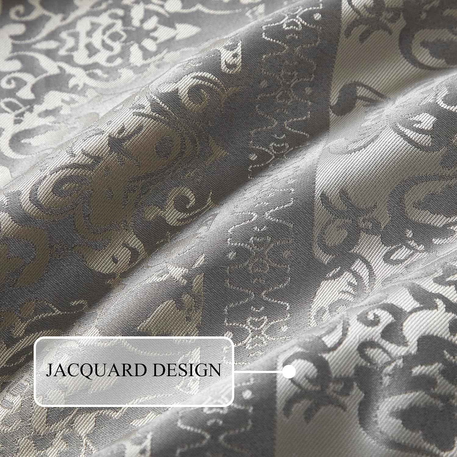 Stratford Park Silver/Ivory Damask Patchwork California King Comforter Set, 8 Piece, Jacquard All Season Premium Bedding Set, Bed Skirt, Pillows & Shams