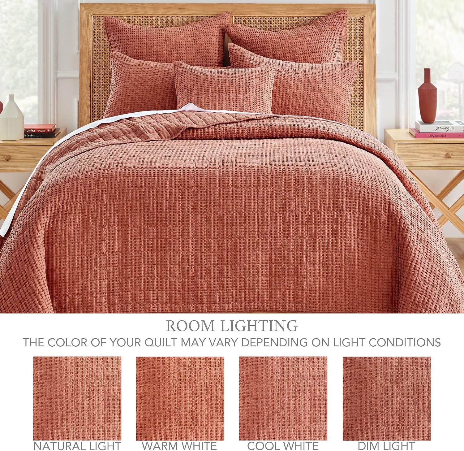 Levtex Home Mills Waffle Twin Bedspread Set (84x104in) with 1 Pillow Sham (26x20in) - Adobe - 100% Cotton Twin Size Bedspread Set - Lightweight, Soft, Pre-Washed