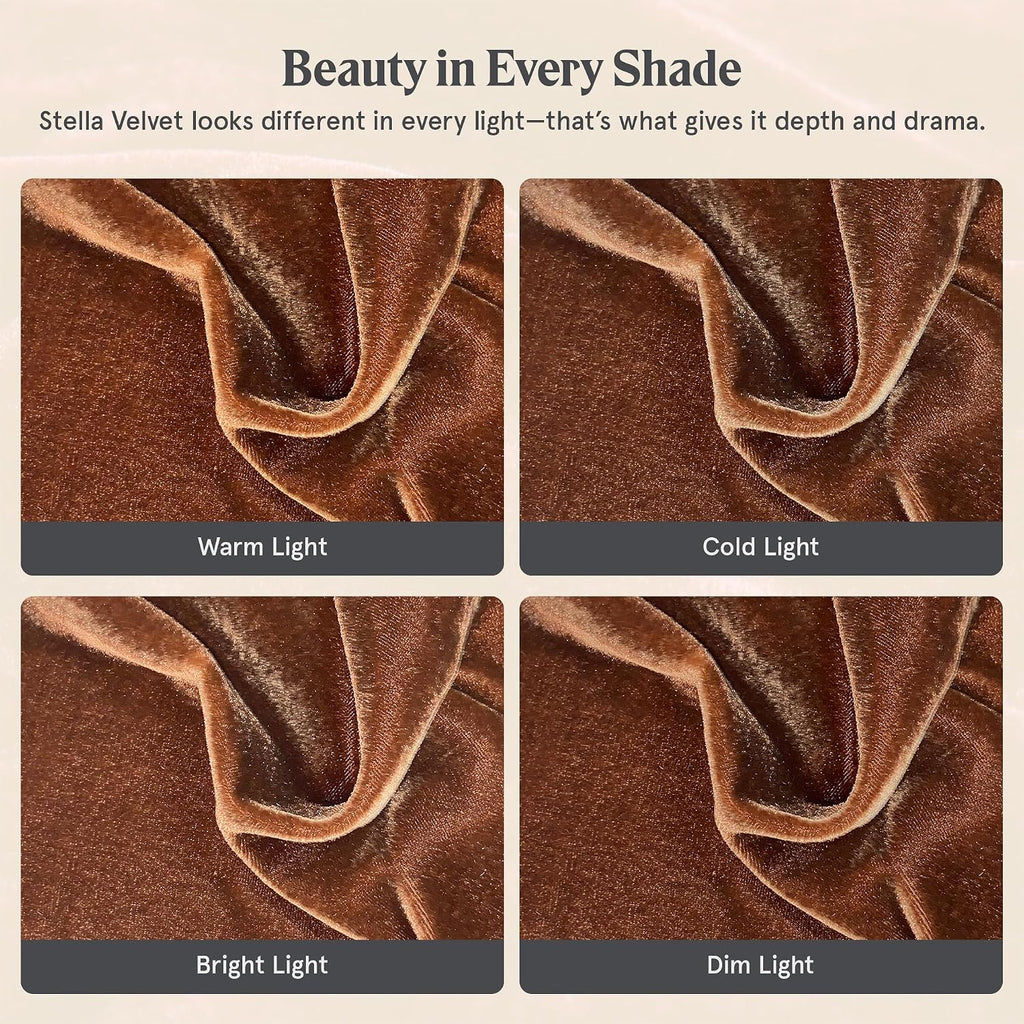 HiEnd Accents Stella Faux Silk Velvet 3 Piece Duvet Cover Set with 2 Pillow Shams, King, Copper Brown, Romantic Western Modern Traditional Style Bedding, 1 Comforter Cover and 2 Pillow Cases