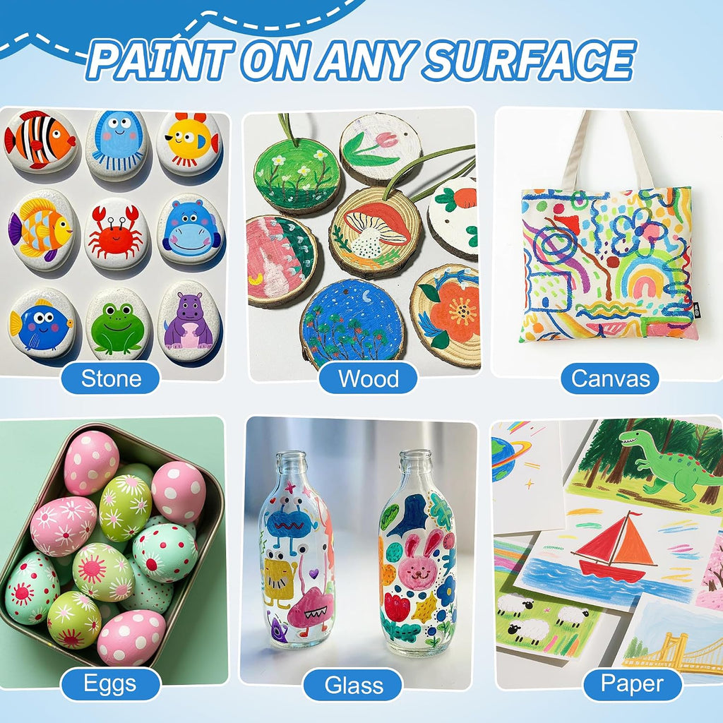 Guangna 360 Acrylic Paint Markers, Brush Tip Acrylic Paint Pens, Quick-Drying Waterproof Ink, for Rock Painting Plastic Wood Canvas Glass Ceramic Metal Art Crafts Supplies Gift