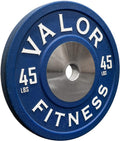 Valor Fitness BPPU Poly Urethane Bumper Plates for Cross Training, Olympic Weight Lifting, and Power Lifting - Color Coded, Multiple Weight Plates Options Available
