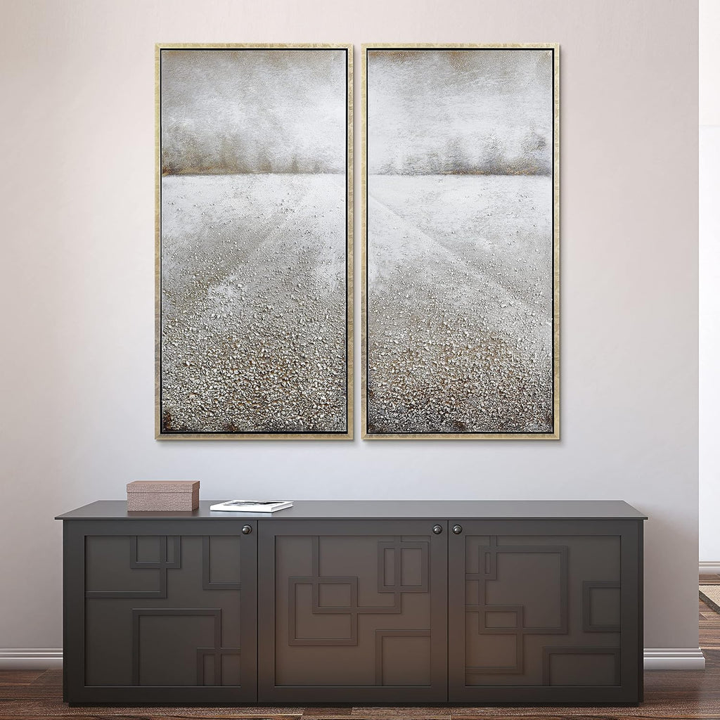 Empire Art Direct Abstract Wall Art Textured Hand Painted Canvas by Martin Edwards, Diptych, 48' x 24' each, Pebble Road