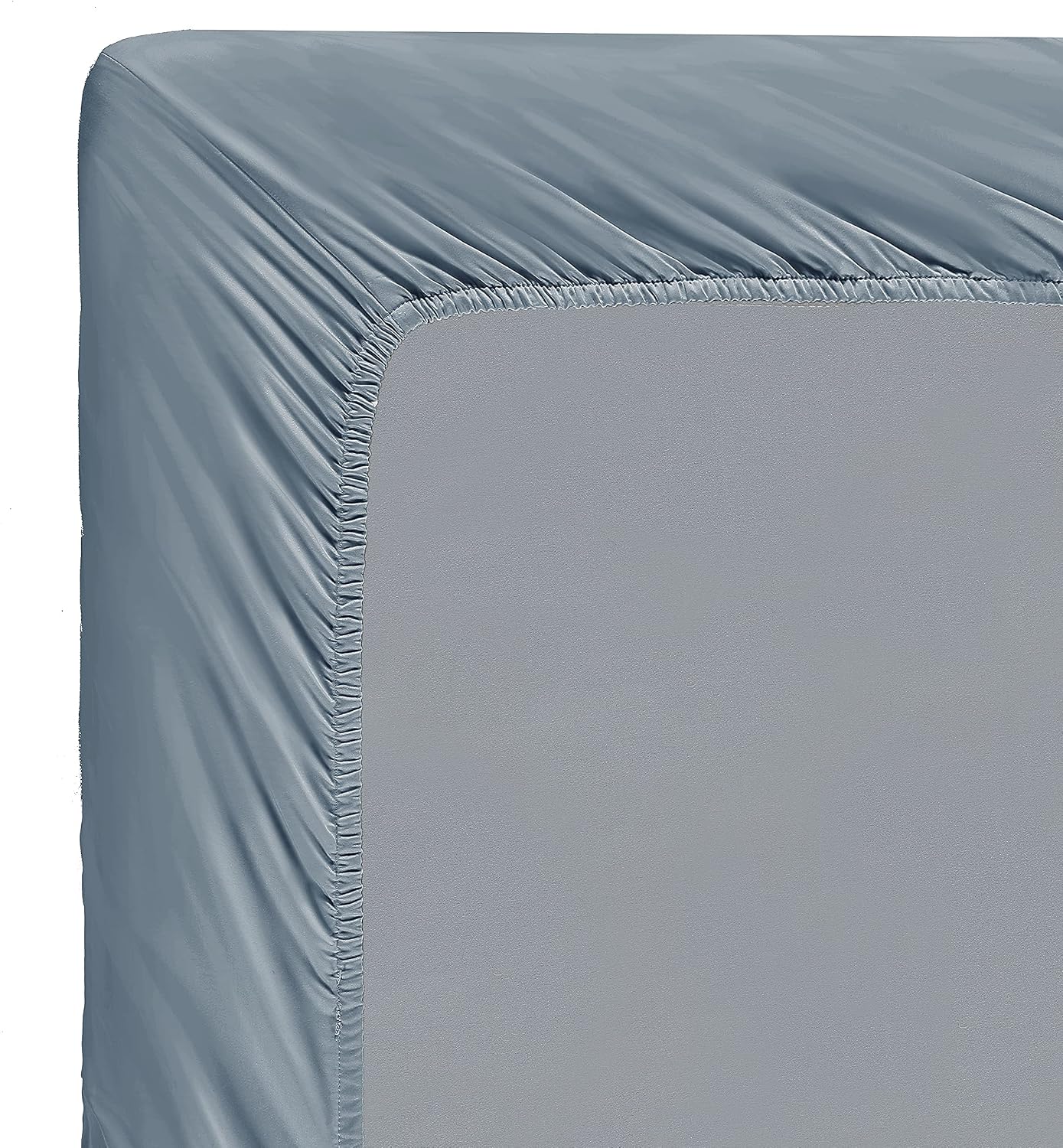100% Supima Cotton Sheets 600 Thread Count,Bed Sheet Set Queen Size Sheets 4 Pieces,Soft & Silk Sateen Weave, Fits Mattress Up to 18',Deep Pocket, Breathable & Fade Resistant(Blue Grey,Queen)