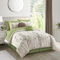 Stratford Park Green/White Bed Sets Queen with Comforter, 10 Piece, Microfiber Print All Season Premium Bedding Set,1 Flat Sheet,1 Fitted Sheet