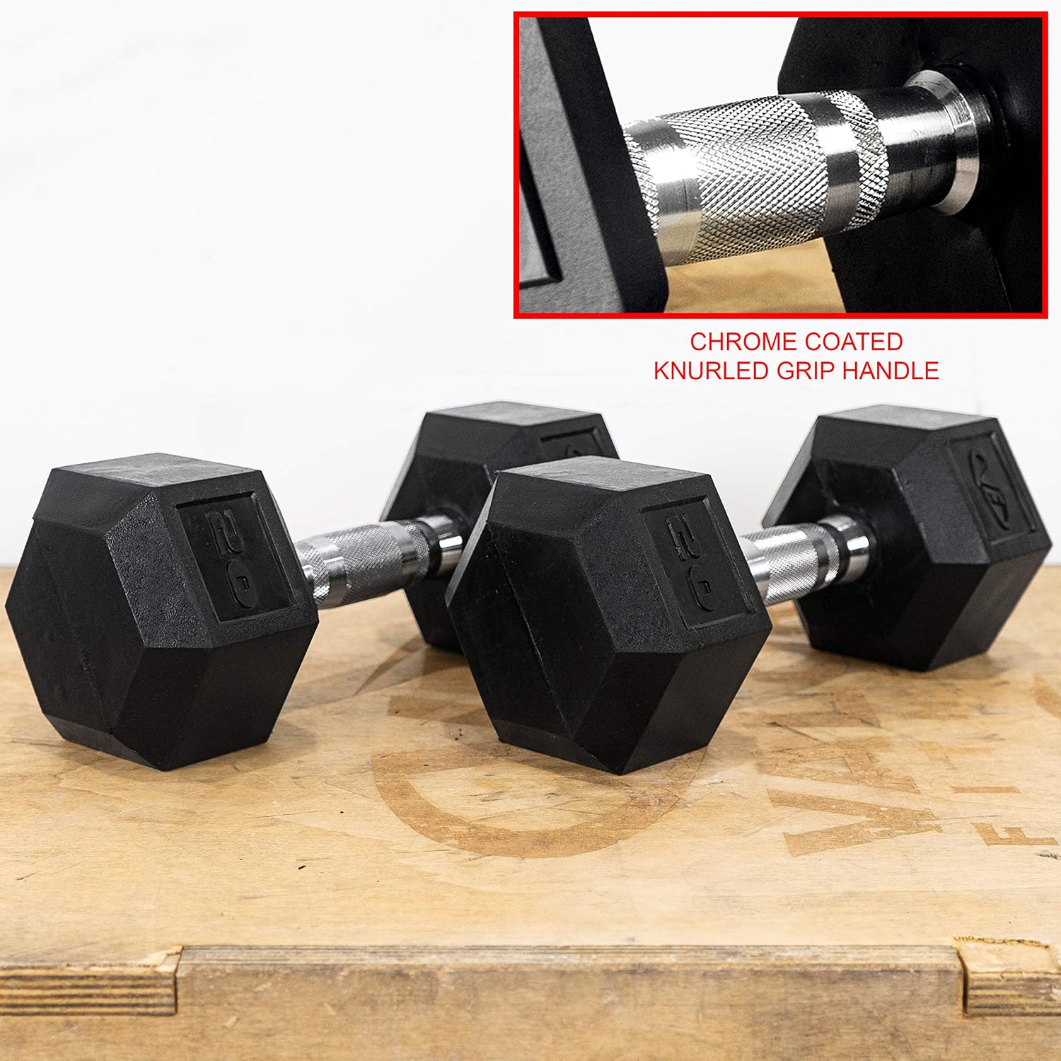 Valor Fitness Rubber Hex Dumbbell Free Weights for Home Gym Workout Equipment for Strength Training
