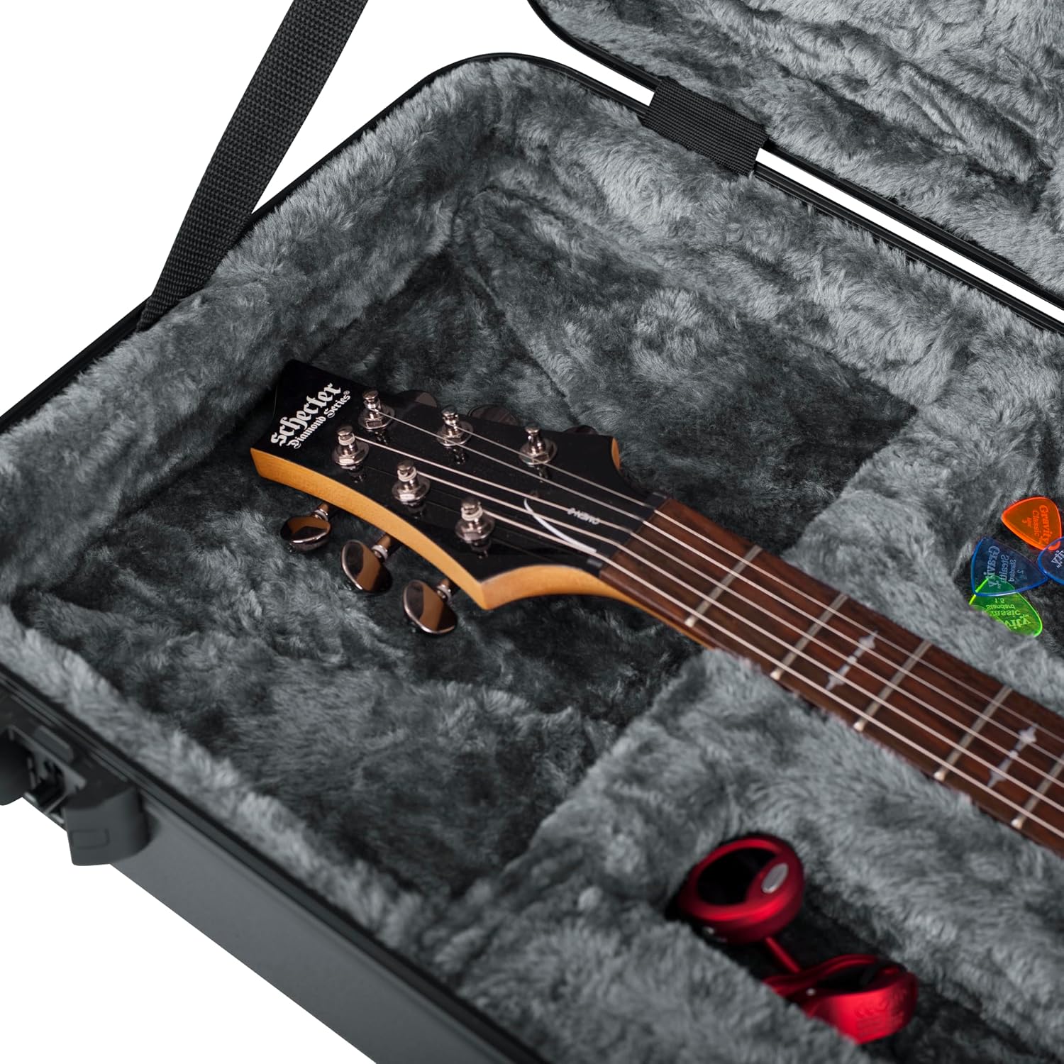 Gator Cases Molded Flight Case for Electric Guitar with Internal LED Lighting and TSA Approved Locking Latch, (GTSA-GTRELEC-LED)