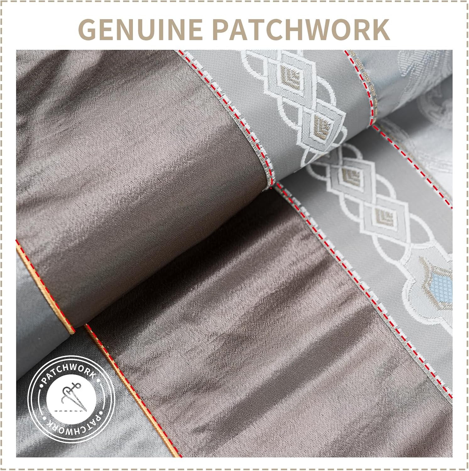 Bedduvit Luxurious Silky 7 Pieces King Size Comforter Set - Soft Jaquard Floral Patchwork Design King Comforter Set, Silver Gray Down Alternative Bedding Set with Bed Skirt, Shams, Decorative Pillows