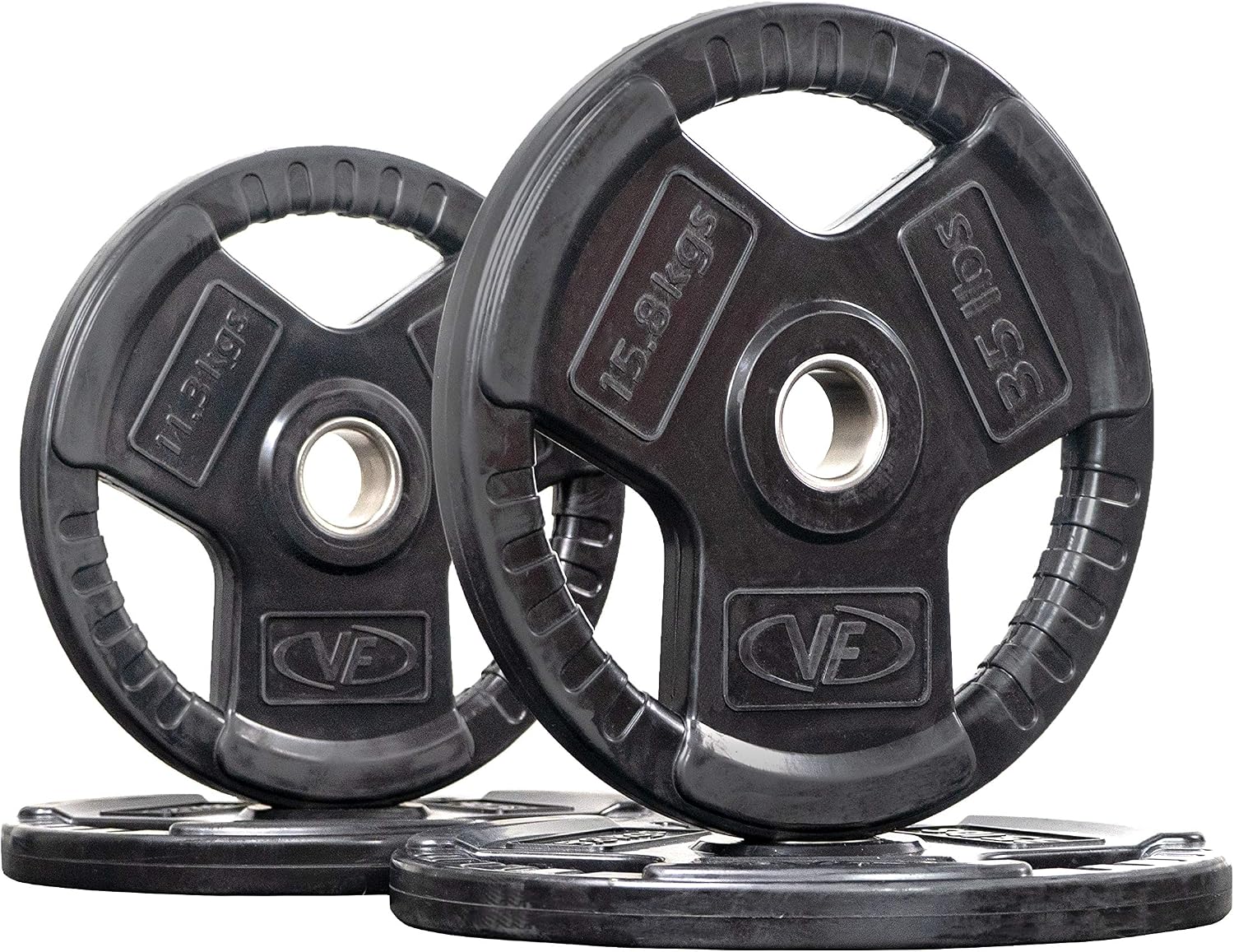 Valor Fitness OP Olympic Weight Plates Coated Rubber Weights w/Weight Plate Set, Barbell Weights w/Grips for Home Gym