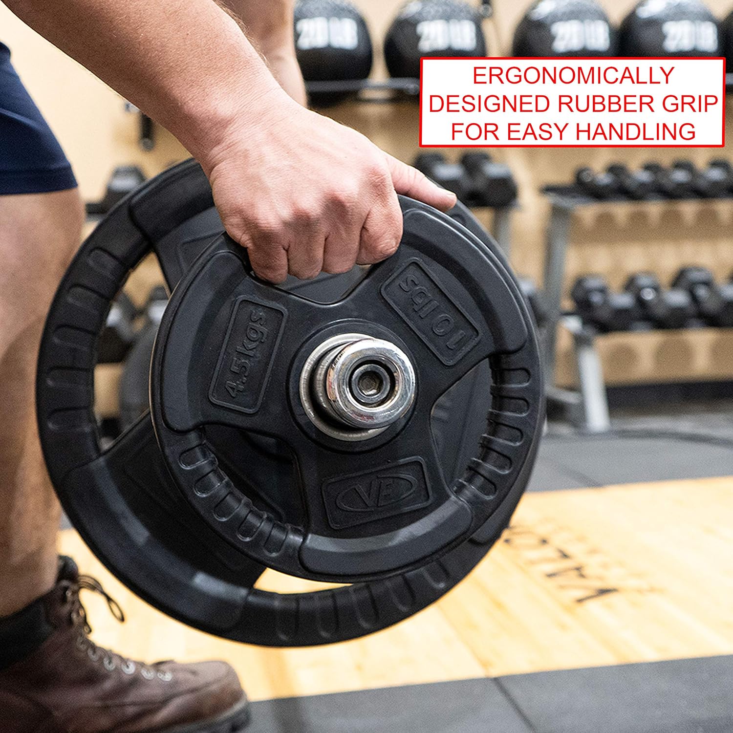 Valor Fitness OP Olympic Weight Plates Coated Rubber Weights w/Weight Plate Set, Barbell Weights w/Grips for Home Gym
