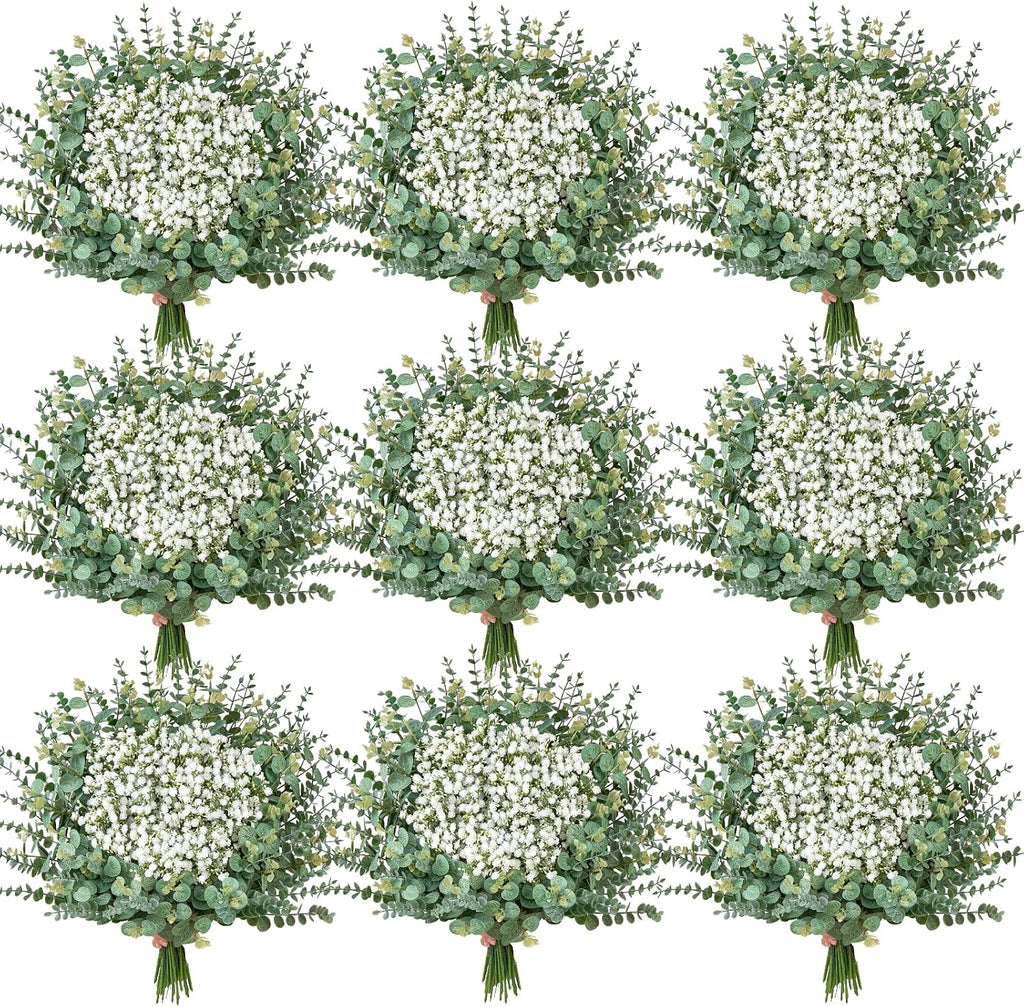 Serwalin 300 Pcs Mixed Artificial Eucalyptus Stems，Babys Breath Artificial Flowers Bulk with Artificial Fake Greenery Stems for Wedding DIY Bouquets Floral Arrangement Home Decor