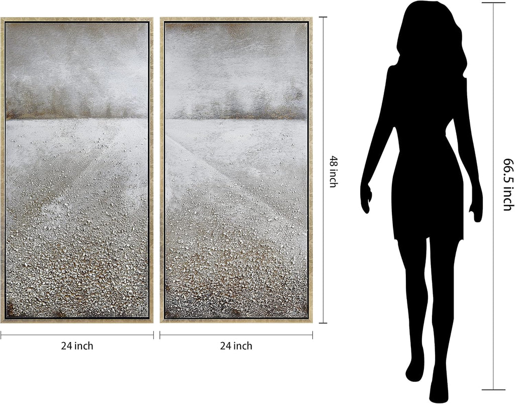 Empire Art Direct Abstract Wall Art Textured Hand Painted Canvas by Martin Edwards, Diptych, 48' x 24' each, Pebble Road