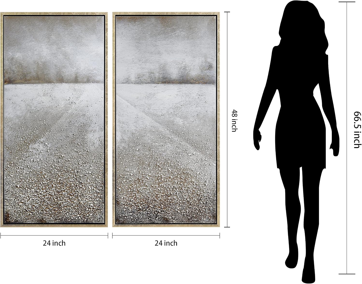 Empire Art Direct Abstract Wall Art Textured Hand Painted Canvas by Martin Edwards, Diptych, 48' x 24' each, Pebble Road