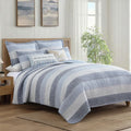 Levtex Home Sand Stripes Blue Full/Queen Quilt - 88x92in - Textured Stripe - Blue and White - Reversible - Cotton | Textured