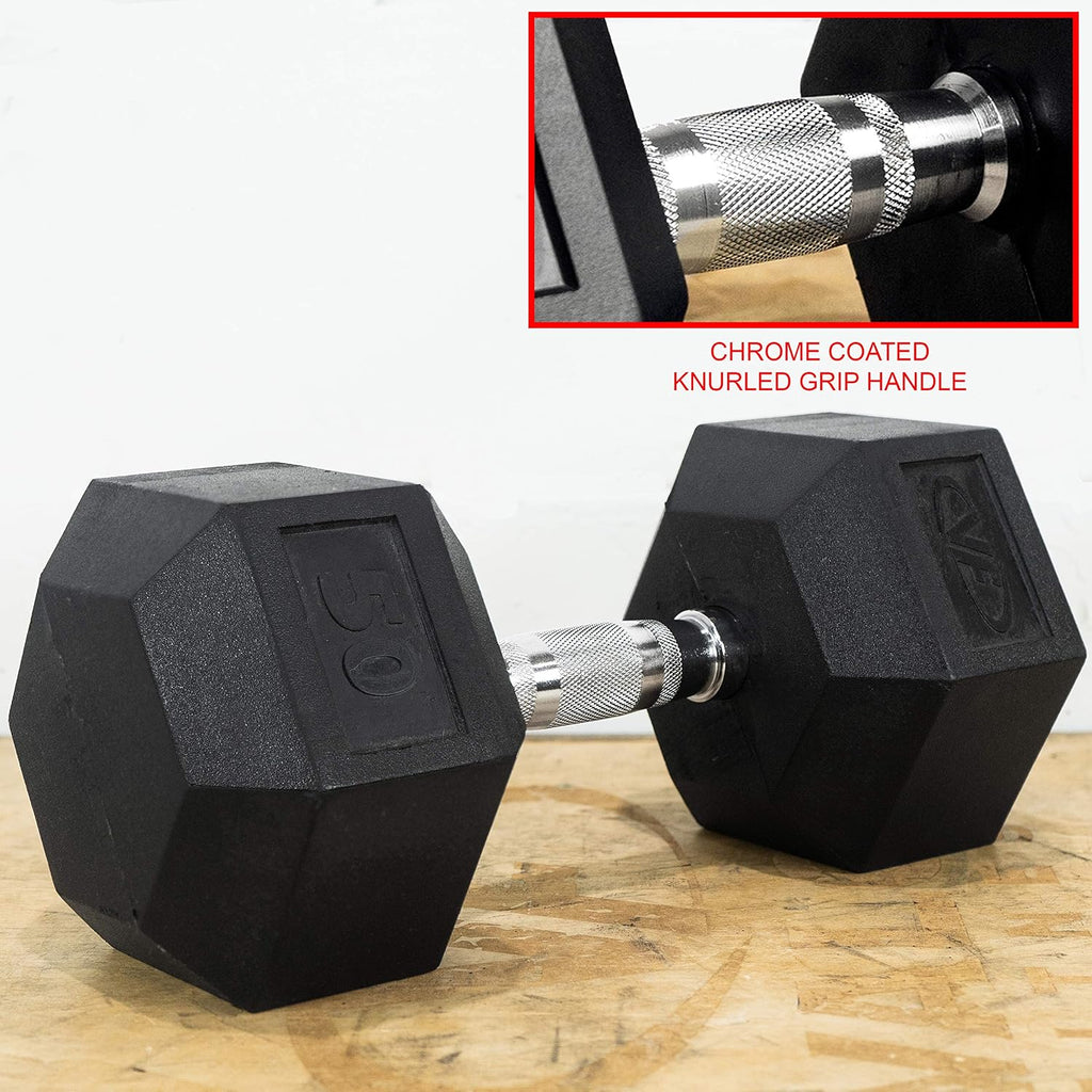 Valor Fitness Rubber Hex Dumbbell Free Weights for Home Gym Workout Equipment for Strength Training
