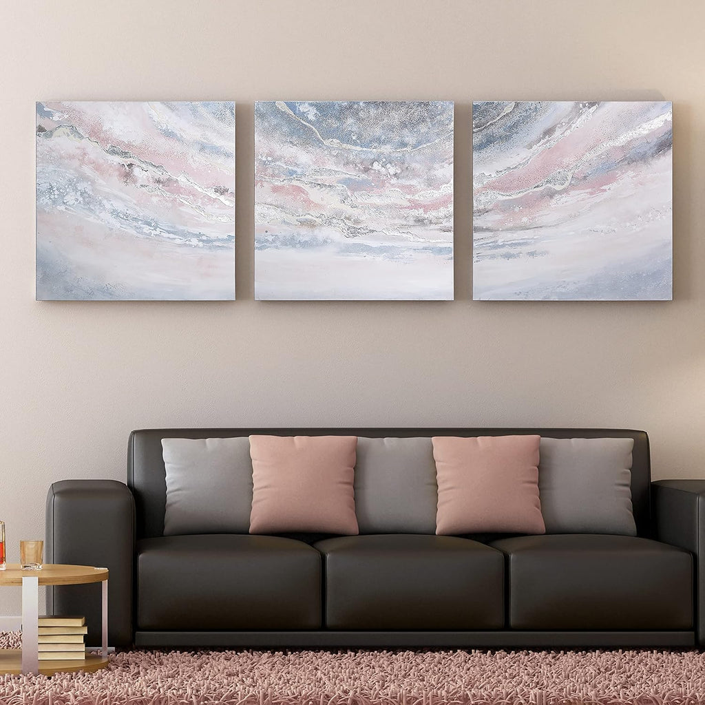 Empire Art Direct Abstract Wall Art Textured Hand Painted Canvas by Martin Edwards, Triptych, 32' x 32' each, Heavens 1