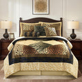 Grand Avenue Leopard Print 7 Pieces Queen Comforter Set, Bed in a Bag, Brown Matching Pillows & Shams, Bed Skirt, Premium Quality, Ultra-Soft