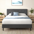 Zinus Full Shalini Upholstered Platform Bed Frame with Headboard [New WonderBox(TM) Version], Wooden Slat Support, No Box Spring Needed, Easy Assembly, Eco Friendly Packaging, Dark Grey