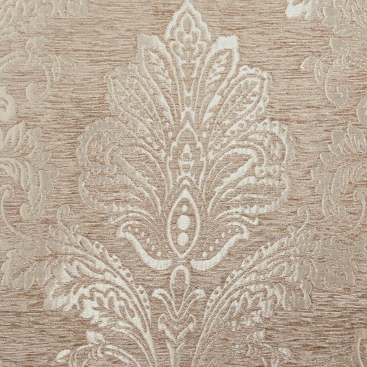 Touch of Class Camelot Luxury Bedding | Neutral Almond | Matte Satin Damask on Richly Textured Jacquard-Woven Chenille Design | 4 Piece Set Includes Queen Comforter, Bedskirt, and 2 Standard Shams