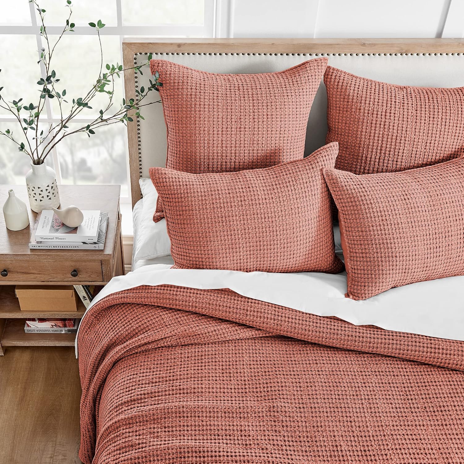 Levtex Home Mills Waffle Twin Bedspread Set (84x104in) with 1 Pillow Sham (26x20in) - Adobe - 100% Cotton Twin Size Bedspread Set - Lightweight, Soft, Pre-Washed