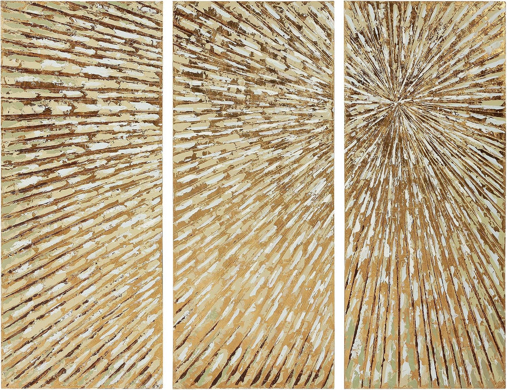 Empire Art Direct Gold Wall Art Textured Hand Painted Canvas by Martin Edwards, Triptych, 48' x 20' each, Sunshine