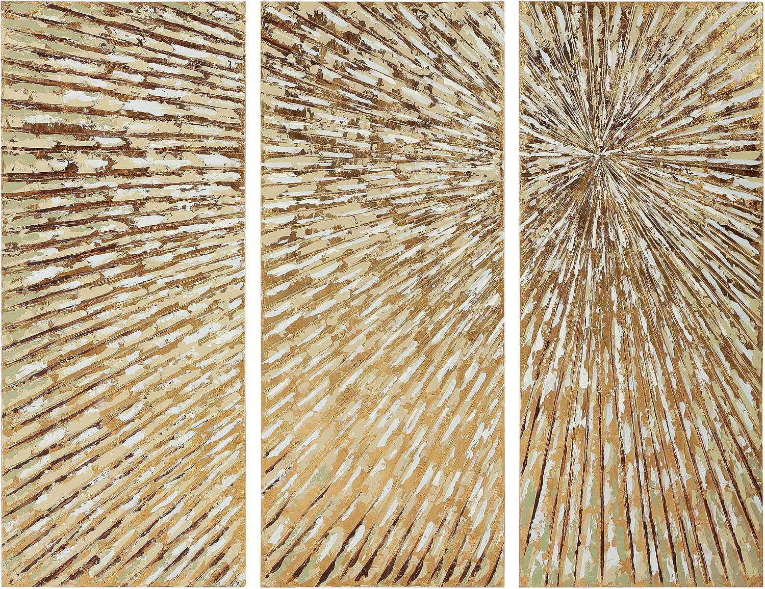 Empire Art Direct Gold Wall Art Textured Hand Painted Canvas by Martin Edwards, Triptych, 48' x 20' each, Sunshine