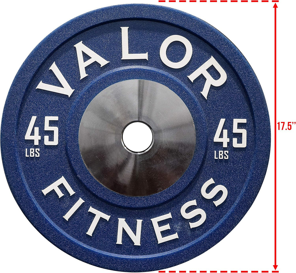 Valor Fitness BPPU Poly Urethane Bumper Plates for Cross Training, Olympic Weight Lifting, and Power Lifting - Color Coded, Multiple Weight Plates Options Available