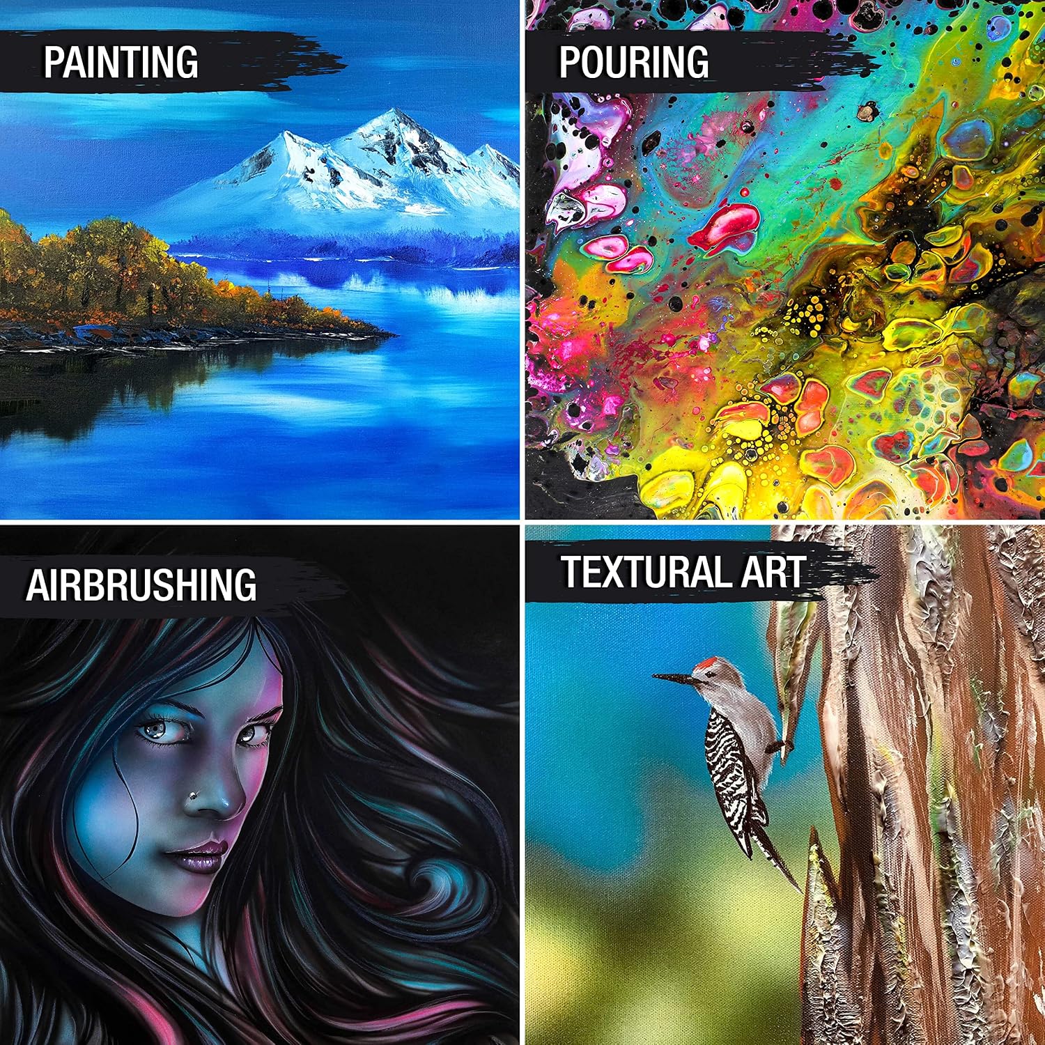 U.S. Art Supply X-Large Stretched Canvas for Painting 24x60 inch Gallery Depth 1-1/2' Thick, 2-Pack - 12oz Acrylic Gesso Triple Primed, Professional Artist Quality, 100% Cotton - Oil, Pouring Paint