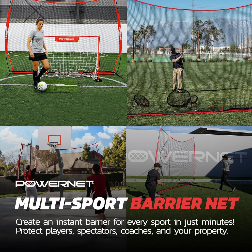 PowerNet Portable Sports Rebounder -Basketball, Volleyball, Soccer, Baseball, Softball and Lacrosse, Backyard & Garage Backstop, Indoor Outdoor Safety Net for Protection