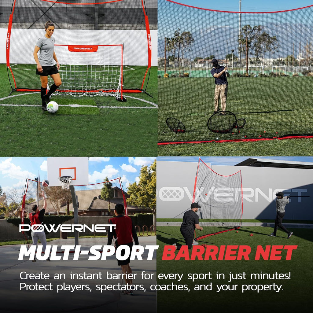 PowerNet Portable Sports Rebounder -Basketball, Volleyball, Soccer, Baseball, Softball and Lacrosse, Backyard & Garage Backstop, Indoor Outdoor Safety Net for Protection