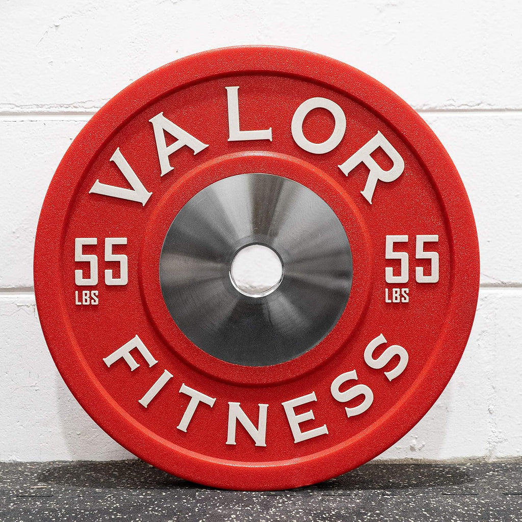 Valor Fitness BPPU Poly Urethane Bumper Plates for Cross Training, Olympic Weight Lifting, and Power Lifting - Color Coded, Multiple Weight Plates Options Available