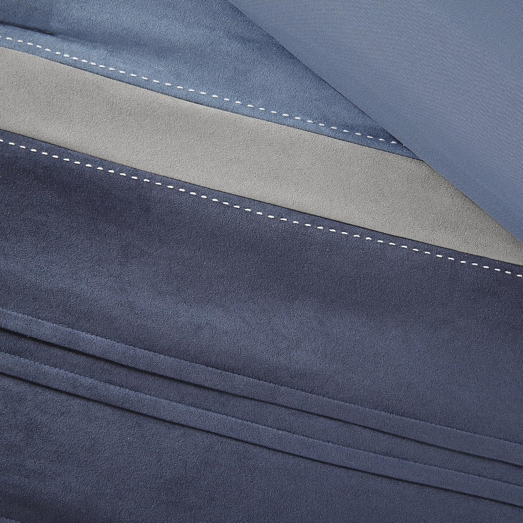 Madison Park - MP10-1638 Collins Comforter Set Bed in a Bag, Cal King(104'x92'), Blue Grey