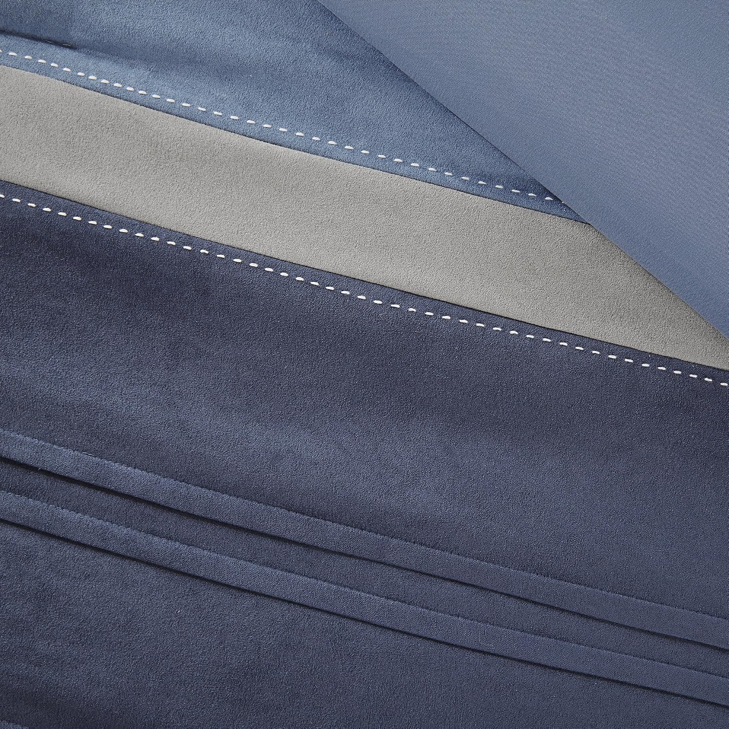 Madison Park - MP10-1638 Collins Comforter Set Bed in a Bag, Cal King(104'x92'), Blue Grey