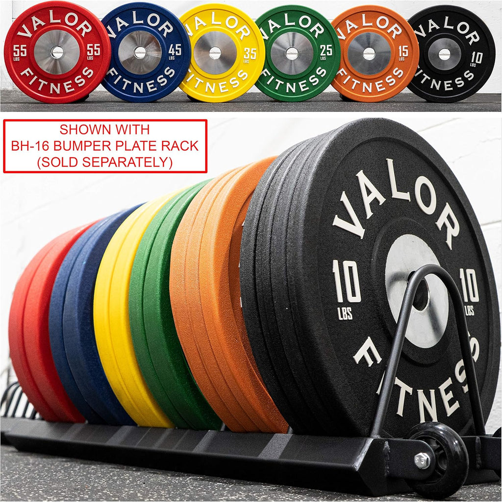 Valor Fitness BPPU Poly Urethane Bumper Plates for Cross Training, Olympic Weight Lifting, and Power Lifting - Color Coded, Multiple Weight Plates Options Available