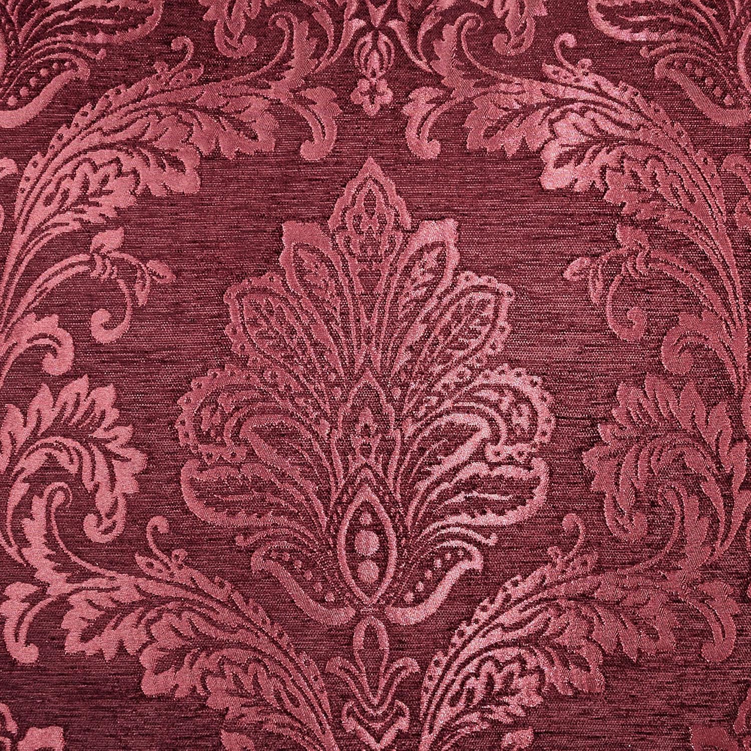 Camelot Luxury Bedding | Robust Burgundy | Matte Satin Damask on Richly Textured Jacquard-Woven Chenille | 7 Piece Set Includes King Comforter, Bedskirt, 2 King Shams, and 3 Decorative Pillows