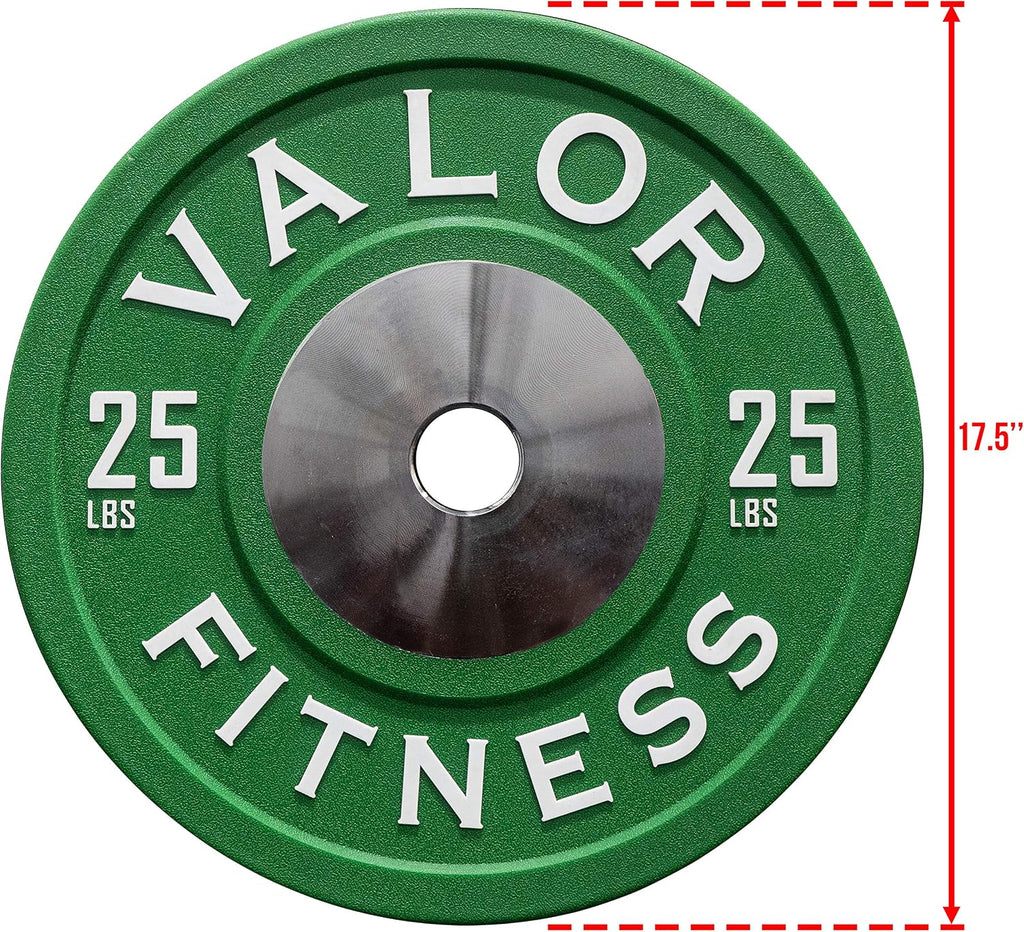 Valor Fitness BPPU Poly Urethane Bumper Plates for Cross Training, Olympic Weight Lifting, and Power Lifting - Color Coded, Multiple Weight Plates Options Available
