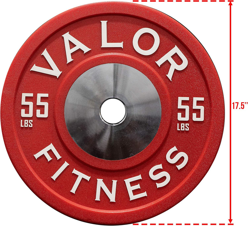 Valor Fitness BPPU Poly Urethane Bumper Plates for Cross Training, Olympic Weight Lifting, and Power Lifting - Color Coded, Multiple Weight Plates Options Available